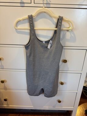 Old Navy Gray Ribbed Tank Romper